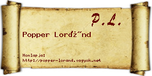 Popper Loránd névjegykártya